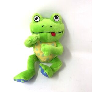 First Years Frog Plush Vintage‎ 2001 Green Polka Dot Belly Tongue Out Rattle